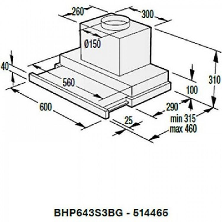ΑΠΟΡΡΟΦΗΤΗΡΑΣ ΣΥΡΟΜ. BHP643S3BG-514465 ΜΑΥΡΟ ΓΥΑΛΙ GORENJE