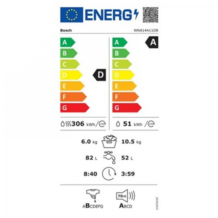 ΠΛΥΝΤΗΡΙΟ ΡΟΥΧΩΝ - ΣΤΕΓΝΩΤΗΡΙΟ WNA14411GR BOSCH