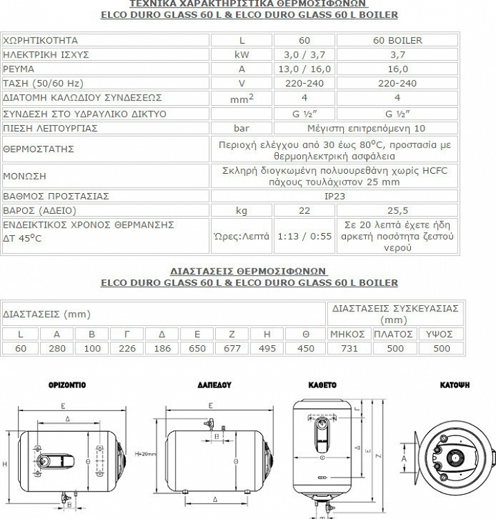 Η/Θ  OELGLAS 60A/Θ 4KW ELCO