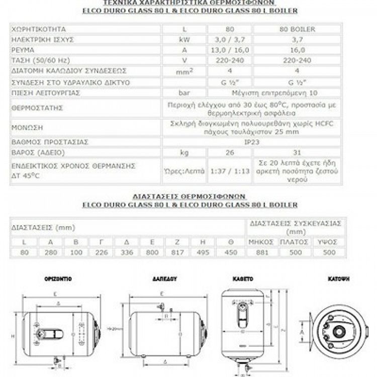 Η/Θ K ELGLAS 80A/Θ 4KW ELCO