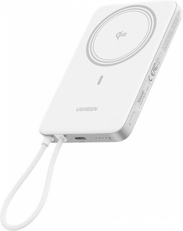 POWER BANK 10000mAh Qi2 30W PB570 75983B WITH MAGNETING CHARGING AND CABLE USB-C WHITE UGREEN