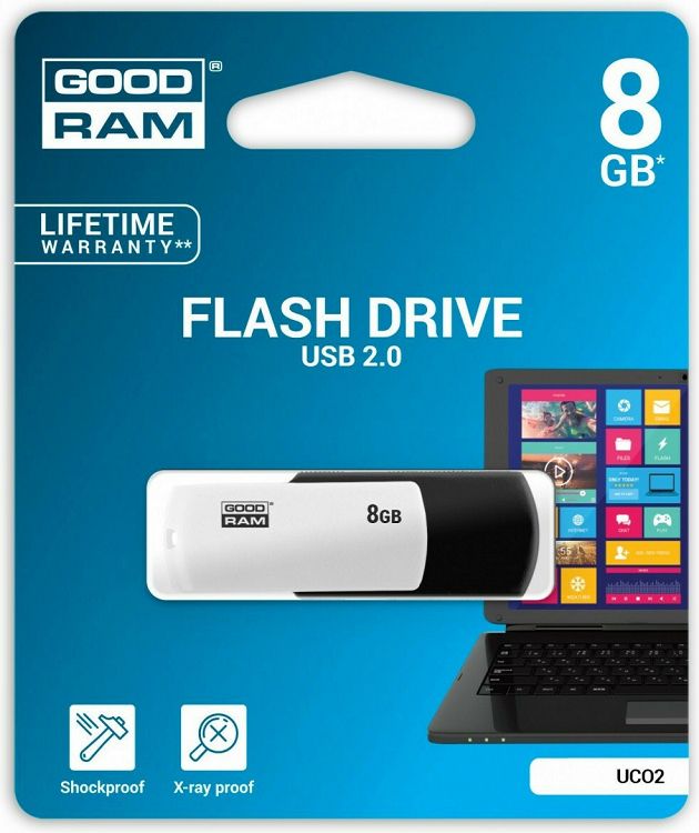 USB 2.0 FLASH DRIVE 8GB BLACK & WHITE GOODRAM