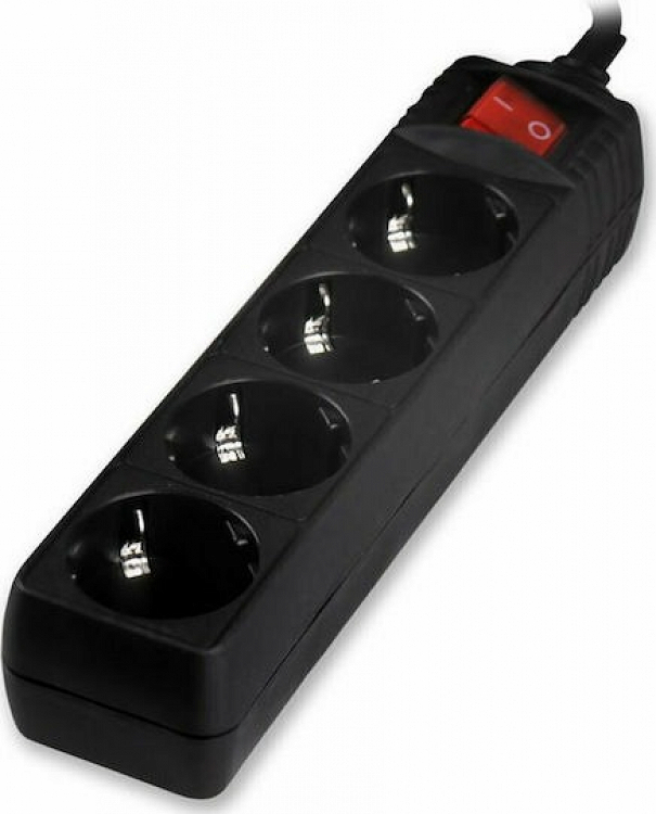 POWER STRIP WITH SWITCH 4 OUTLETS BLACK LAM023725 LAMTECH