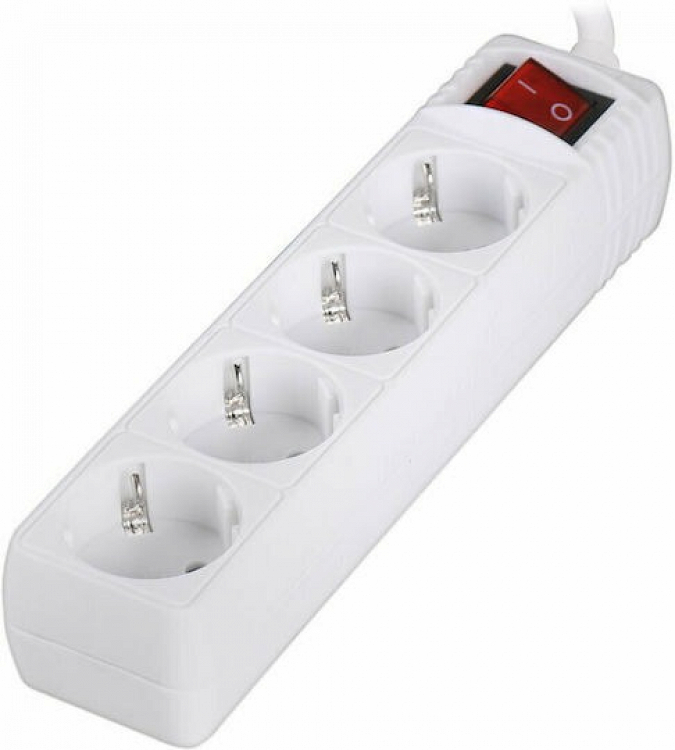 POWER STRIP WITH SWITCH 4 OUTLETS WHITE LAM023718 LAMTECH