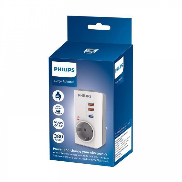 ΜΟΝΟΠΡΙΖΟ ΑΣΦΑΛΕΙΑΣ CHP8010W/GRS 2 x USB + TYPE-C PHILIPS