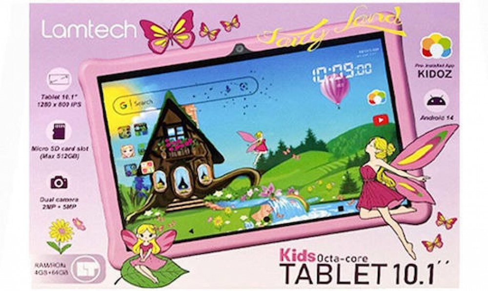 TABLET KID 10.1'' OCTA-CORE 4GB/64GB ANDROID 14 BLUSH PINK FAIRYLAND LAMTECH