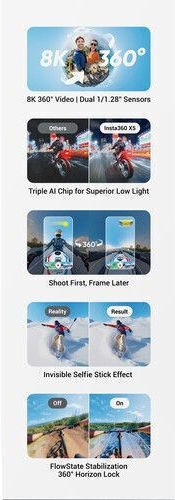 ACTION CAMERA X5 ESSENTIALS BUNDLE 8K TRIPLE AI CHIP INSTA360