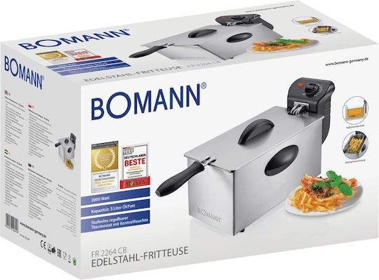 ΦΡΙΤΕΖΑ FR 2264 3L 2000W INOX BOMANN