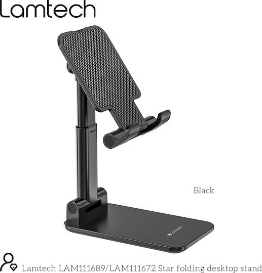 DESKTOP STAND 2IN1 FOLDING FOR SMARTPHONES AND TABLETS BLACK LAMTECH