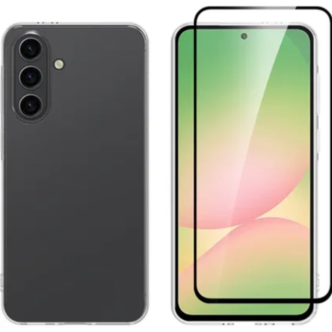 CASE SET GELLY + FULL FACE TEMPERED GLASS SAMSUNG GALAXY A56 BLACK VIVID