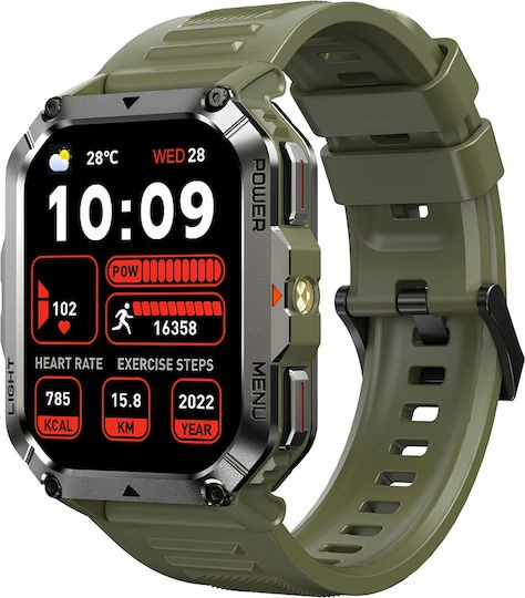 SMARTWATCH MULTI-FUNCTION WITH FLASHLIGHT COMPASS BT CALL &amp; HEALTH MANAGEMENT GREEN BLACKVIEW
