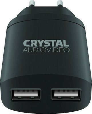 ΦΟΡΤΙΣΤΗΣ ΤΟΙΧΟΥ USB DUAL P2-3.4V/3.4A CRYSTAL AUDIO