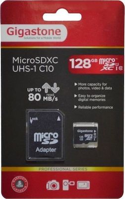 ΚΑΡΤΑ ΜΝΗΜΗΣ MICROSDXC 128GB UHS-1 C10 PROFESSIONAL SERIES ΜΕ SD ΑΝΤΑΠΤΟΡΑ GIGASTONE