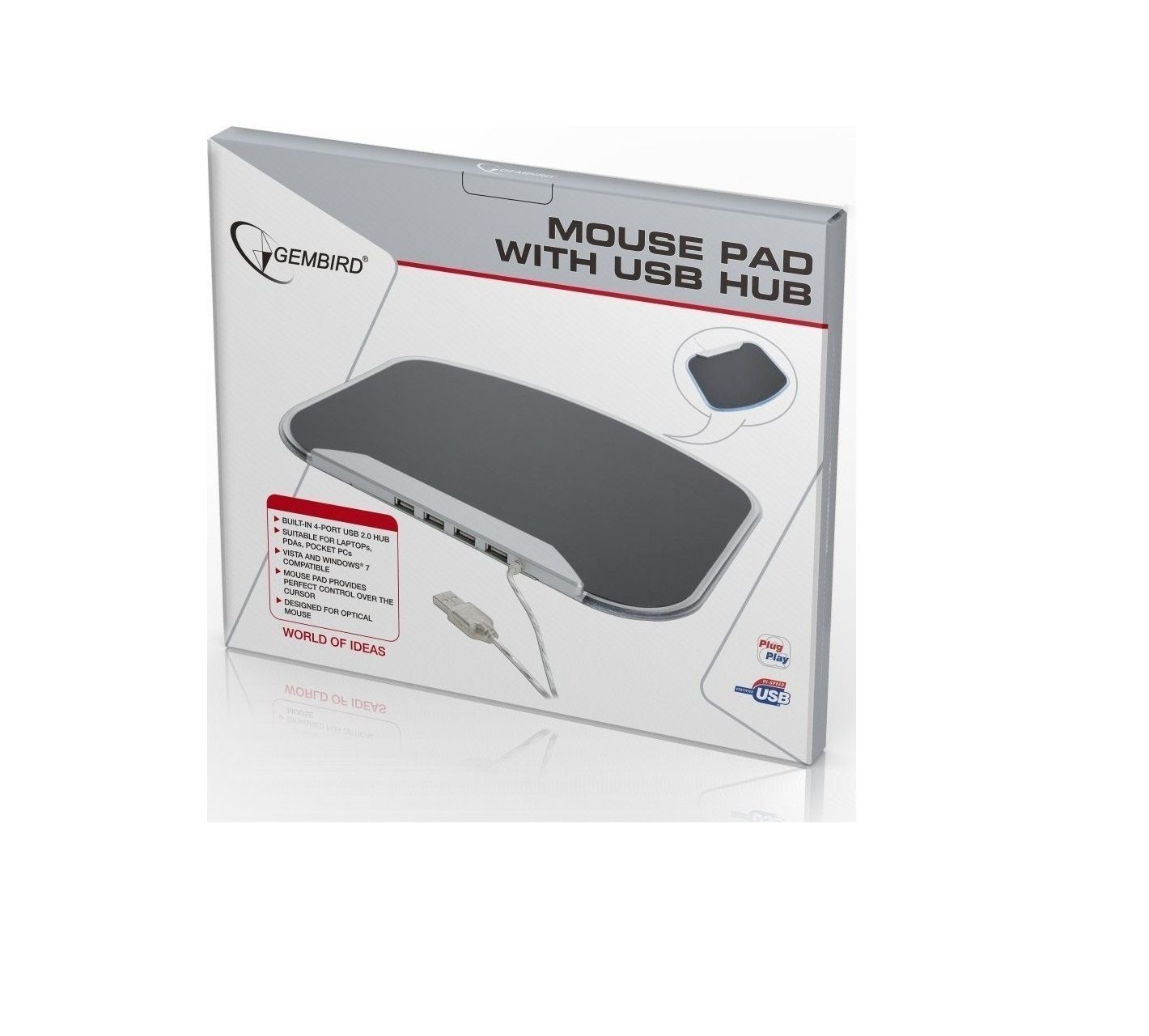 MOUSEPAD WITH USB 2.0 HUB FOR FOUR USB DEVICES GEMBIRD