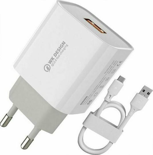 QUICK CHARGER 3.0 18W COMBO + i6 CABLE WP-U57 WK