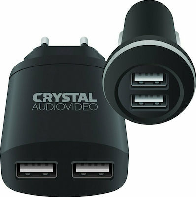 CHARGER KIT CP2-2.4 5V/2.4A USB CAR + 5V/2A USB WALL CRYSTAL AUDIO