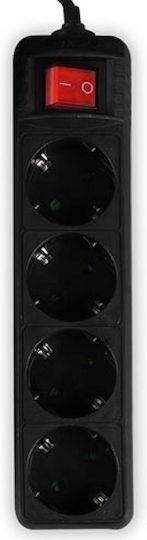 POWER STRIP WITH SWITCH 4 OUTLETS BLACK LAM023725 LAMTECH