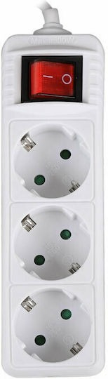 POWER STRIP WITH SWITCH 3 OUTLETS WHITE LAM023688 LAMTECH
