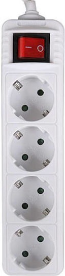 POWER STRIP WITH SWITCH 4 OUTLETS WHITE LAM023718 LAMTECH