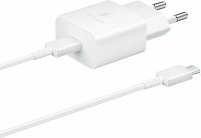 TRAVEL CHARGER FAST 15W +CABLE TYPE C TO TYPE C WHITE EP-T1510XWEGEU SAMSUNG
