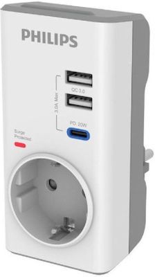 ΜΟΝΟΠΡΙΖΟ ΑΣΦΑΛΕΙΑΣ CHP8010W/GRS 2 x USB + TYPE-C PHILIPS