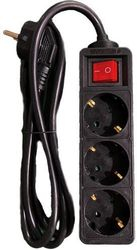 POWER STRIP WITH SWITCH 3 OUTLETS BLACK 3M LAMTECH