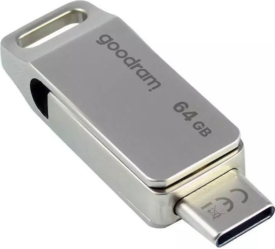 USB 3,2 OTG FLASH DRIVE GEN1 64GB &amp; TYPE-C SILVER GOODRAM