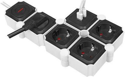 ΠΟΛΥΠΡΙΖΟ LPS276U FLEXIBLE 4 X SCHUKO 2 X USB 1.5m LOGILINK