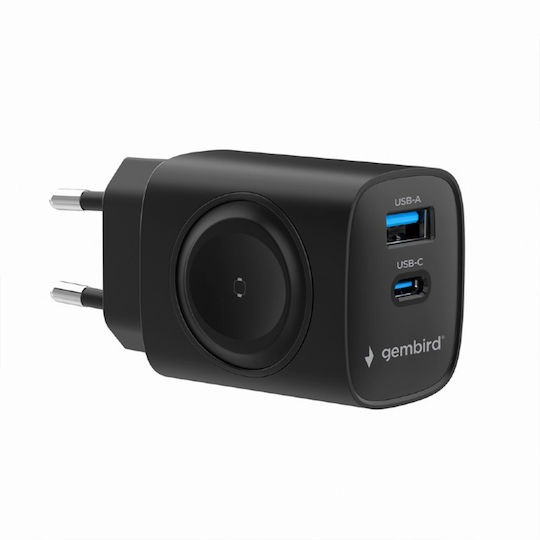 CHARGER FAST 2IN1 20W APPLE WATCH &amp; PHONE BLACK GEMBIRD