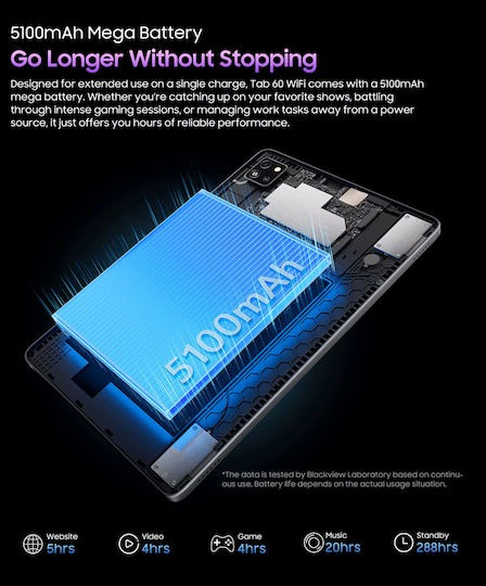 TABLET TAB60 OCTA CORE 10.1'' (4GB+128GB) WIFI ANDROID 14 GREY BLACKVIEW