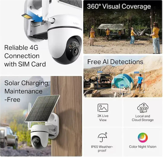 IP CAMERA WIRELESS TAPO C615G KIT 2K SOLAR OUTDOOR PAN/TILT 4G LTE TP-LINK