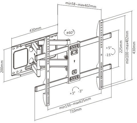 ΒΑΣΗ TV FULL-MOTION TV WALL MOUNT 37'-80' WM-80ST-02 GEMBIRD